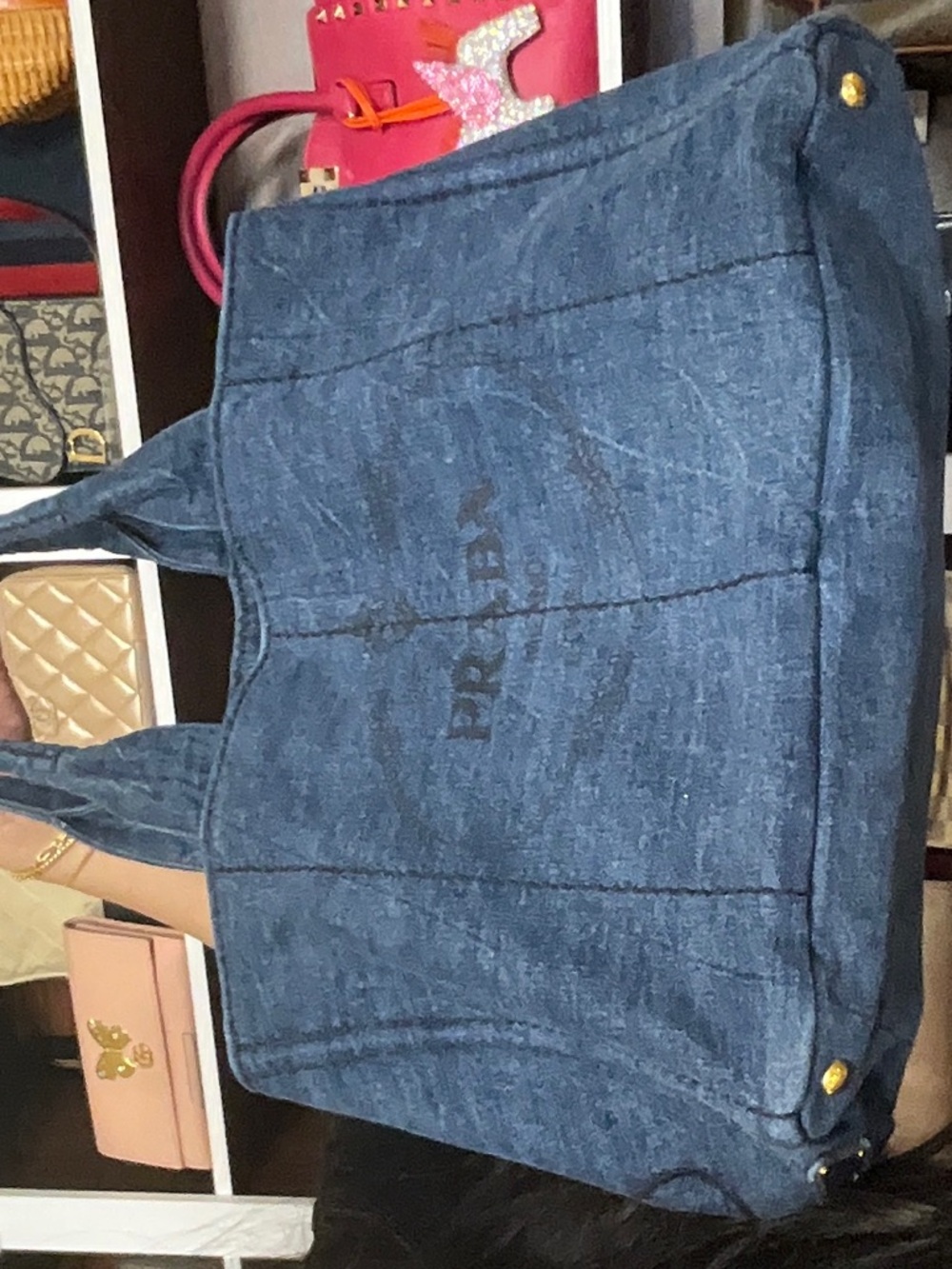 Prada Blue Denim Tote Bag